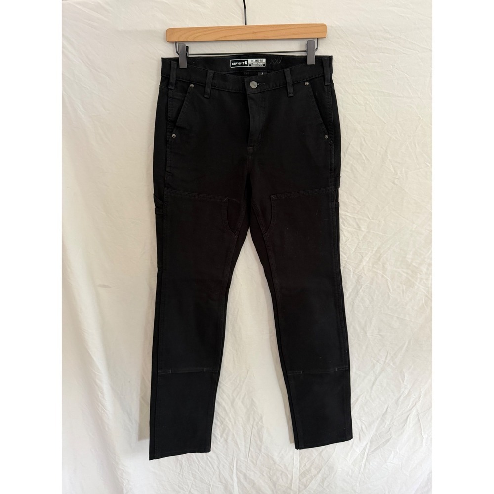 Carhartt Work Pants Womens Black Rugged Flex Double Front Relaxed Fit 6 Tall